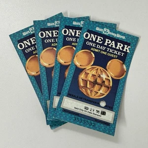 Biglietto Walt Disney World Day Orlando parco a tema 1991 divertimento usato vintage lotto di 4 - Foto 1 di 9