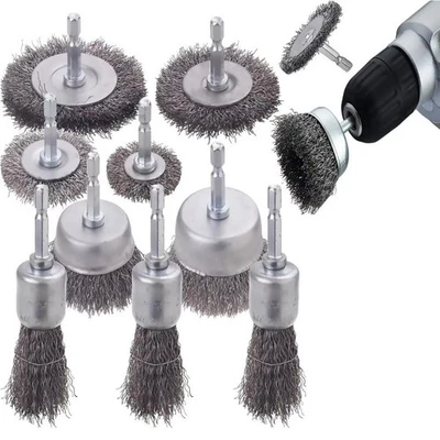 1/4 Inch Hex Shank Wire Brush Wheel Cup Brush Set 10 Pack Wire Brush for8930 - Image 1 of 4