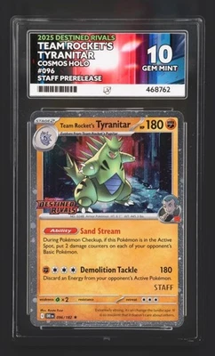 Pokémon Team Rocket’s Tyranitar Staff Prerelease Promo 096/182 ACE 10 (Not PSA) - Image 1 of 4