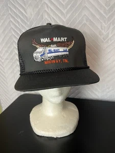 Vintage Walmart Trucker Wings Hat Cap Midway Eagle Black Adjustable Big Rig TN - Picture 1 of 6