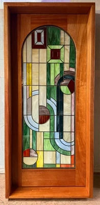 Libro de cuentos de madera de caoba rústica puerta superior madera maciza vidrieras personalizadas Foto 1 de 4