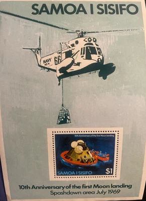 Apollo 11 Souvenir Sheet Samoa I Sisifo Man's 1st Moon Landing MNH 10 th Anniv - Image 1 of 4