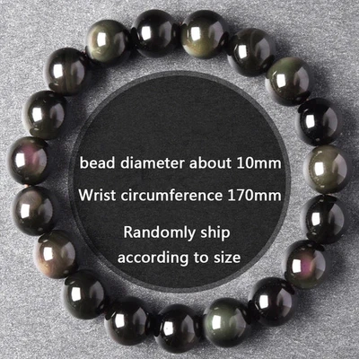 Pulsera con cuentas de piedra natural para hombre tono negro redondo en capas hilo joyería Foto 1 de 4