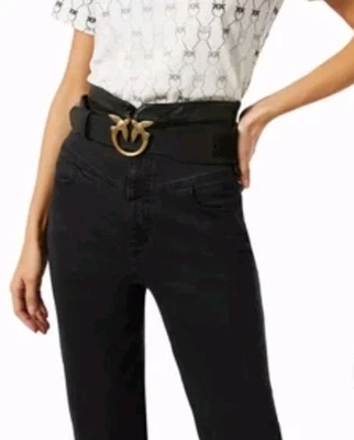 PINKO Love Birds Laser Cut Size S Italian  Belt in Leather - Image 1 of 4