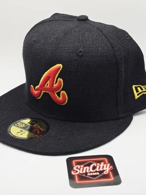 New Era 59Fifty Atlanta Braves Hemp Black Red Yellow Mens Fitted Hat Size 7 5/8 - Image 1 of 4