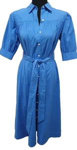 NEW VINEYARD VINES SIZE XS PUFF SLEEVE MIDI SHIRT DRESS TIDE BLUE COTTON - Picture 1 of 9