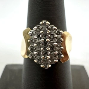 10K 417 Gelbgold 3,8G 0,072ctw Diamant Cluster Ring Größe: 7! (WMP015379) - Bild 1 von 11