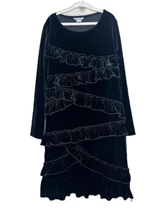 Hartstrings Kleid Mädchen Größe 7 schwarz Velour Rüschen Langarm Urlaub Rüschen - Bild 1 von 6