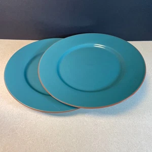 Baum Brothers Tangier Dinner Plates Turquoise with Terra Cotta Color Trim - 2 - Picture 1 of 5