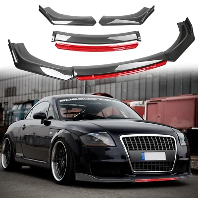Front Bumper Lip Spoiler Splitter Carbon Fiber Red us For Audi TT RS 8N A3 8P A4 Foto 1 de 4