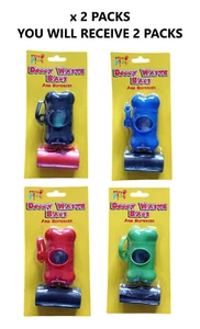 2 x BOLSAS DE BASURA PARA PERROS SOPORTE DISPENSADOR MASCOTA CACA RECOGER BOLSA CACA CAMINAR ROLLO DE VIAJE - Imagen 1 de 13
