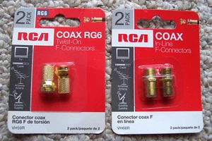RCA Coax RG6 Twist-On Connectors & Coax In-Line F Connectors New - Picture 1 of 2