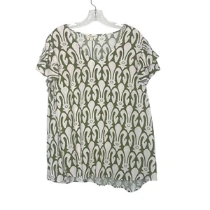 Christian Siriano New York Blouse Shirt Green White Size 1X New - Picture 1 of 10