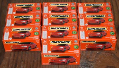 LOT OF 10 RED MATCHBOX TESLA MODEL S ELECTRIC CARS EV POWER GRABS 89/100 - Image 1 of 4