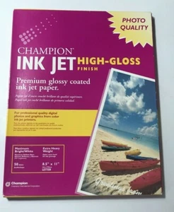 Ink Jet 8.5 x 11 High Gloss Finish 50 Sheet Premium Glossy Coated for Photos NEW - Picture 1 of 6