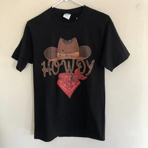 Black Graphic T-Shirt Sz S NWOT Cowboy Hat Bandana Rope Western Crew Short Slv - Picture 1 of 13