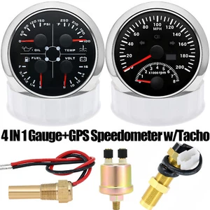 Juego de 2 medidores 85 mm GPS velocímetro 200 MPH con velocímetro y 85 mm calibre 4 en 1 con sensor - Imagen 1 de 20