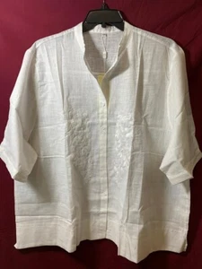 Komili White dress blouse, White, sheer, short sleeves, plus size, Size 4XL - Picture 1 of 1
