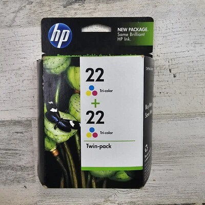NUEVO HP Printer Ink 22 Tri-Color Pack Amarillo Azul Magenta Exp May 2012 Foto 1 de 4