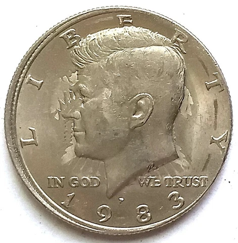 1983P John F. Kennedy Half Dollar Rare Atypical MAD ? Die Clash Mint Error Coin Cover