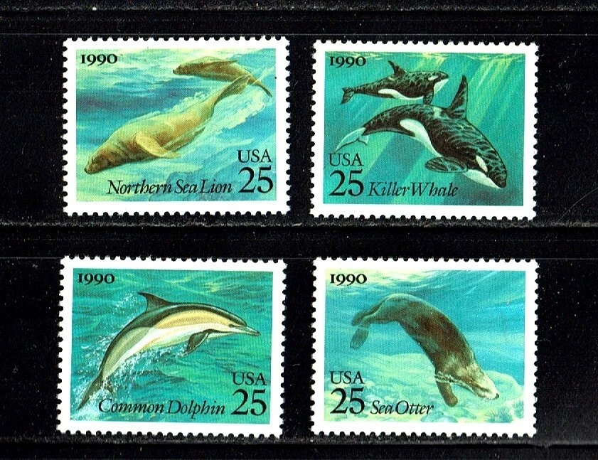 1990 U.S.CREATURES OF THE SEA Se-Tenant Singles Set of 4  Sc#2508-11 M/NH/OG WOW - Image 1 of 1