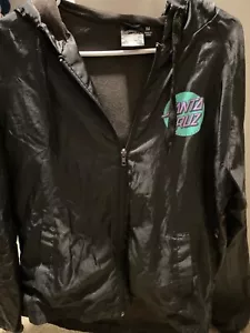 Santa Cruz Skateboards Jacket Mens Medium M Black Full Zip Hooded Logo - Picture 1 of 3