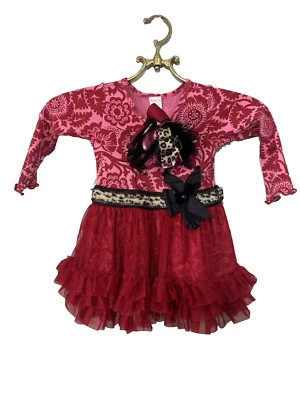 Vestido Giggle Moon Rojo Decorativo Giratorio Niñas Pequeñas Talla 2T Excelente Foto 1 de 4