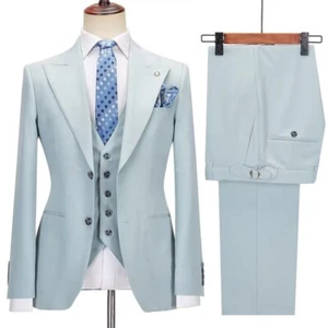 Herren Retro Mintgrün Dreiteiler Anzug Größe 44" Brustumfang & 36/38" Verstellbare Taille - Bild 1 von 3