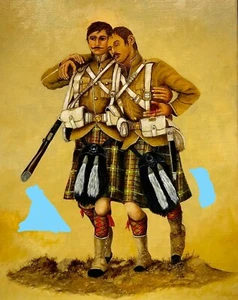 British army, Cameron highlander saving a brother highlander, 8.5 by 11" paper  - Picture 1 of 1