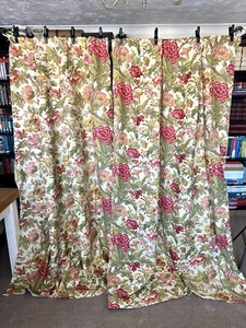 Vintage Warner & Sons Vibrant Floral Birds Pattern Curtain Fabric 84 x 70 inches - Picture 1 of 24