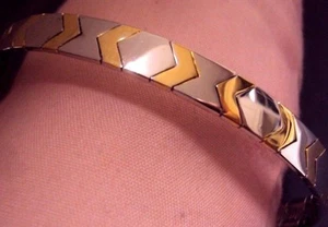 Pulsera Vermeil Oro y Plata Esterlina 2 Tonos Diseño Hexágonos (OMEGA) - Imagen 1 de 9