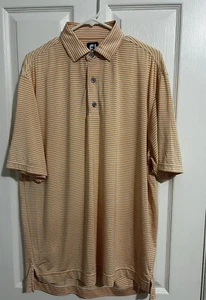 FootJoy FJ Mens Polo Shirt White Orange Striped Size Large Short Sleeve Golf - Foto 1 di 7