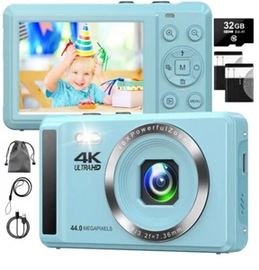 Digital Camera 32GB HD 1080P 44MP 2.4'' LCD Display Screen 16X Zoom Anti-Shake - Afbeelding 1 van 7