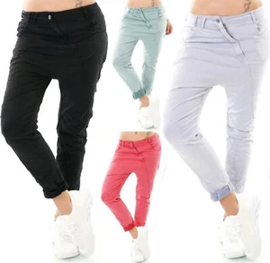 Damen Jeans Hose Baggy Boyfriend Harem Chino Denim Schräger Zipper XS-XL - Bild 1 von 40