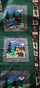 Cranston Print Works BEAR MOOSE Quilt Pillow Panels 4.5 Yds × 44"w Green Wildlif - Picture 1 of 6