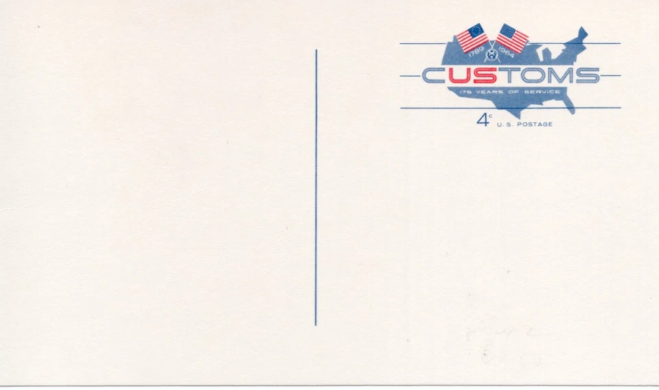 U.S. Scott #UX50 4c Customs 1964 Postal Card - Image 1 of 1