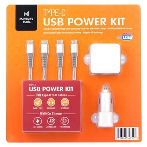 Member's Mark USB PD Power Pack for Type-C: Car & Wall Charger & 2 USB-C Cable - Picture 1 of 5
