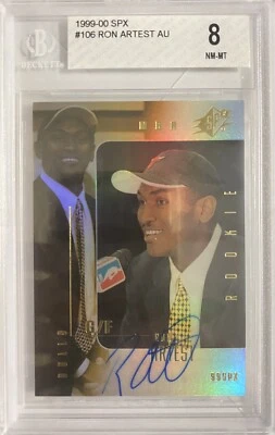 Ron Artest 1999 UD SPX Refractor Rookie Auto # /2500 SP BECKETT 8 Lakers SP - Image 1 of 3