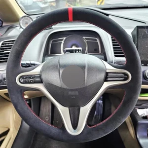 Alcantara Steering Wheel Cover Real Leather Wheel Wrap for HONDA JAZZ 2008-14 L - Picture 1 of 12