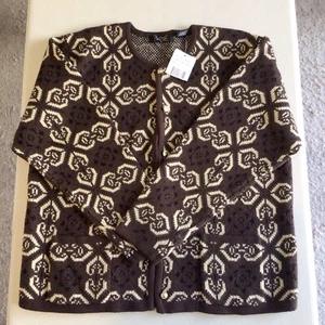 Crystal Kobe Cardigan Sweater Womens Medium Brown W/ Gold Buttons Knit Fall M - Picture 1 of 5