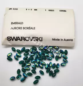 Factory Pack Swarovski Crystal Emerald AB 9x6mm Oval 5200 Beads; 144pc - Picture 1 of 3