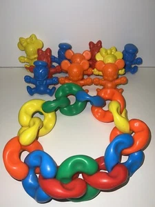 Vtg 85’ Disney 10 Mickey Mouse & Friends Snap Beads & 14 Fisher Price Rings - Picture 1 of 5