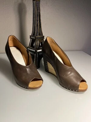 MAISON MARTIN MARGIELA Avant Garde Cuña Tacón Apilado Rayas Cuero Botas 37 Foto 1 de 4