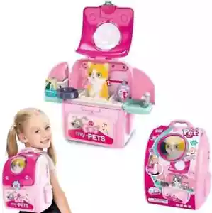 Juego para el cuidado de mascotas con mochila, juego para mascotas aseo jardín de infantes juguetes para niños - Imagen 1 de 5