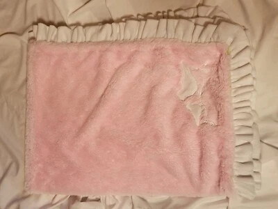 Wendy Bellissimo Manta Bebé Rosa Blanco Volantes Pájaros en una Rama Minky Usada en Excelente Condición  Foto 1 de 4