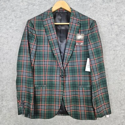 JF J Ferrar Men's Green & Red Tartan Plaid Blazer Size 34/36SH NEW NWT Preppy - Image 1 of 4