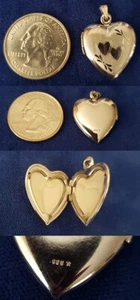 Sterling Silver Engraved Floral Love Heart Locket Picture Charm Pendant pt65 - Picture 1 of 1