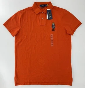 Polo Ralph Lauren College Bear Men's Short Sleeve Polo Shirt Orange Custom NWT - Picture 1 of 3