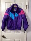 Vintage 80S Neon Colorblock Jacket Wom 10 Ski Windbreaker White Fir