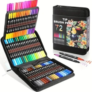 72-Color Professional Dual Brush Pen Set – Flexible Brush & Fine Tips for Art - Picture 1 of 7